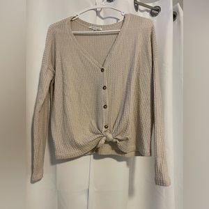 American Eagle waffle sweater with tie